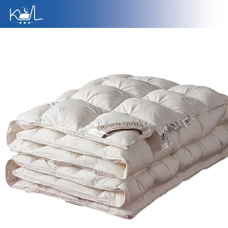 3D Luxury Quilted 100% Premium Goose Down Comforter King Queen Full Size Winter Thick Solid Color Duvet Pi-Mart