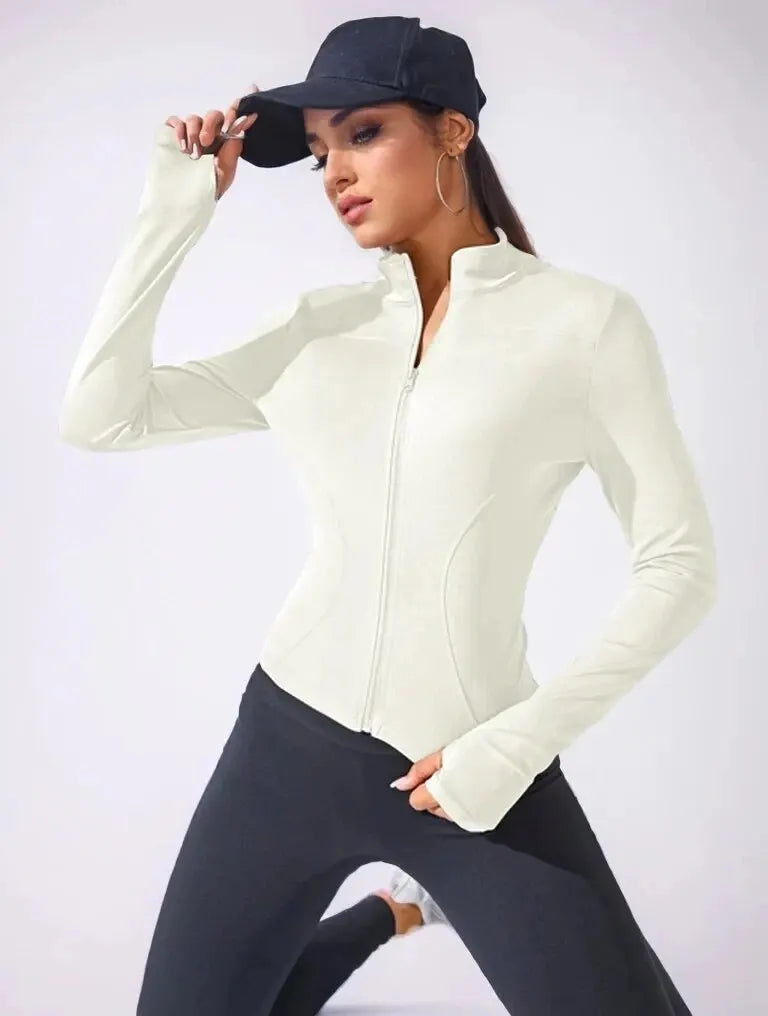 2024 New Yoga Coat Short Sports Jacket WOMEN'S Fitness Clothes Slimming Body Sculpting Zipper Yoga Jacket Pi-Mart