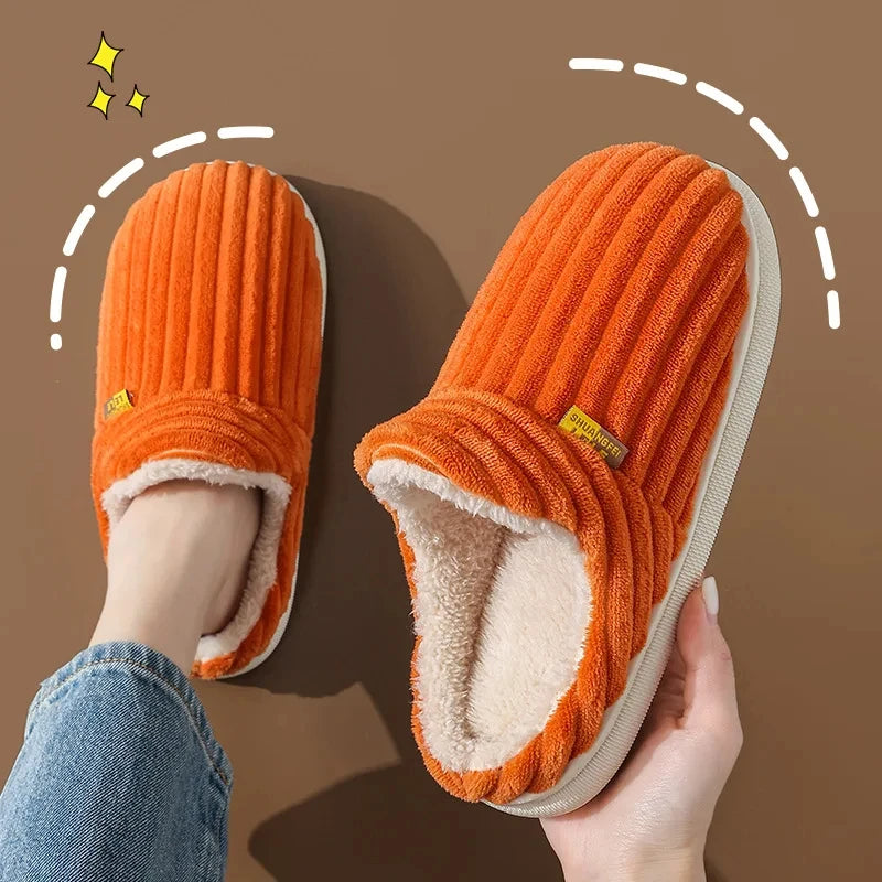 Evshine Soft Sole Slippers For Women Winter Fashion Women Fur Slippers Fuzzy Plush Men Slippers Warm Furry Women Cotton Shoes Pi-Mart
