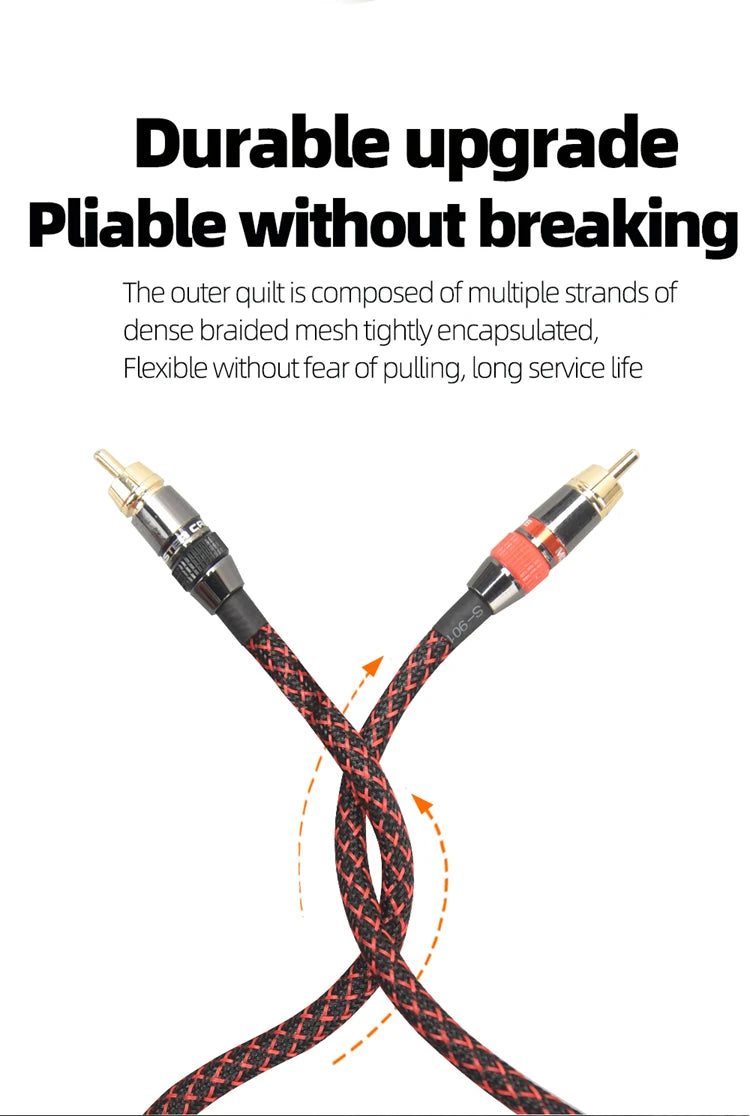 Hi-Fi Fine RCA Cable High Quality 4N OFC HIFI 2RCA-2RCA Male to Male Audio Cable Main Core Independent Shielding One Pair Pi-Mart