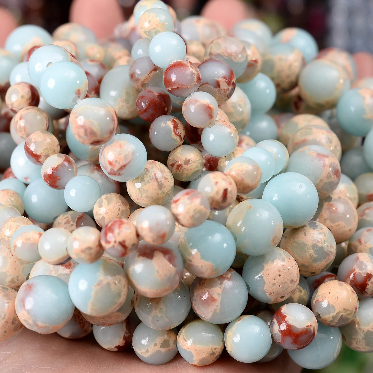 Natural Stone Beads Lava Jaspers Tiger Eye Quartz Agates Round Loose Beads for Jewelry Making DIY Bracelet Accessories 4-12MM Pi-Mart