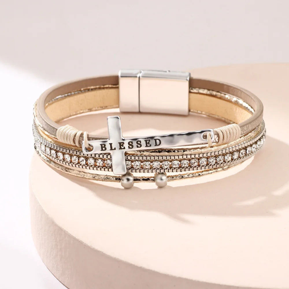 Bohemian Cowboy Chic Cross Bracelet Western Jewelry For Women Christian Bracelets Religious Bracelets Pi-Mart