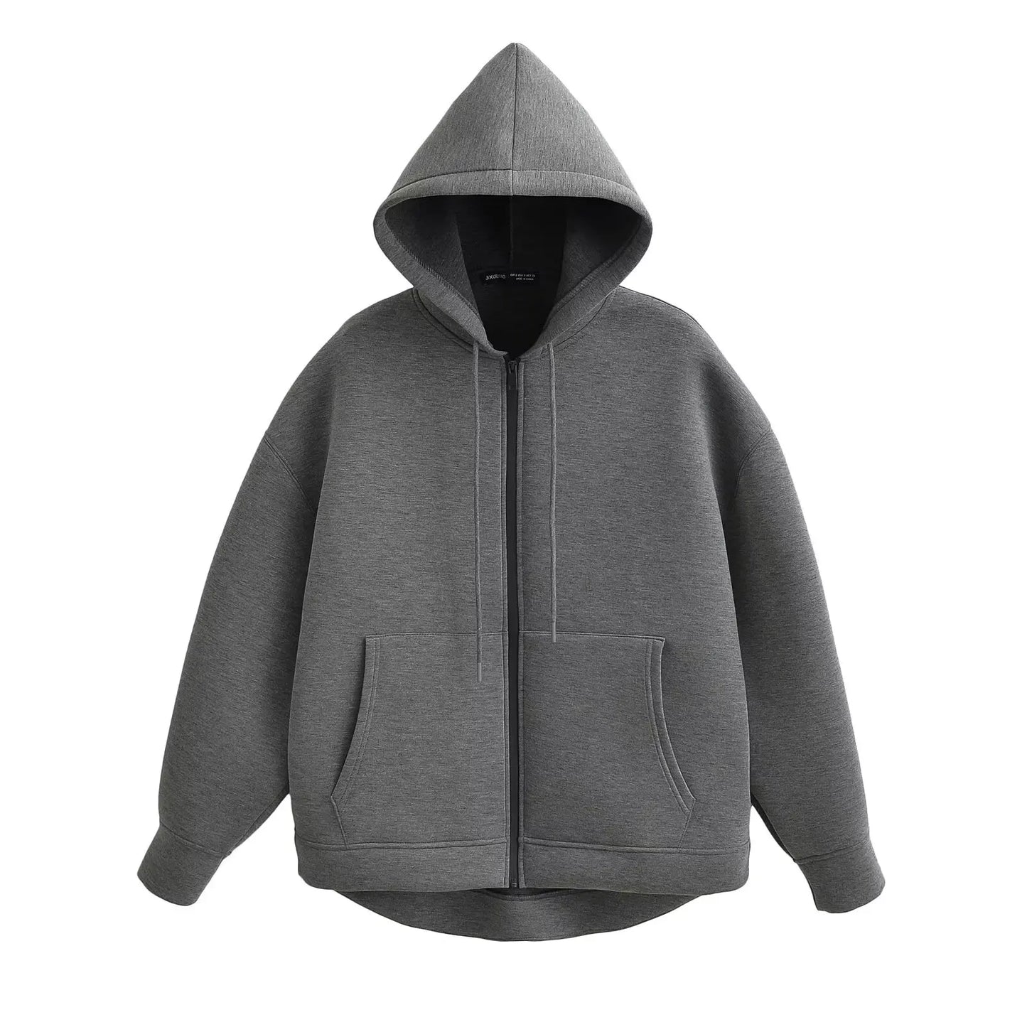 HH 2026 Casual Women's Soild Zipper Hoodie Long Sleeve Big Pocket Zipper Jacket With Hood Female Loose Outerwear Coat Tops LadyShow.Store