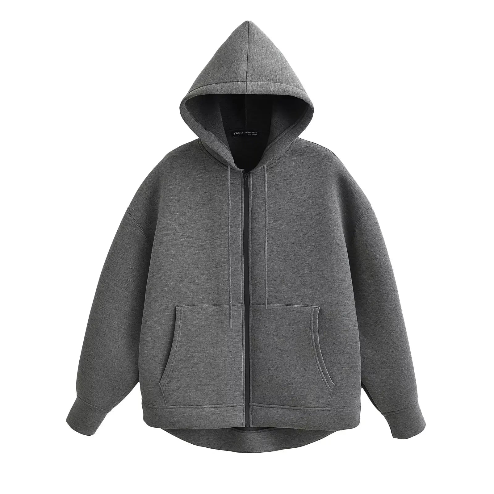 HH 2026 Casual Women's Soild Zipper Hoodie Long Sleeve Big Pocket Zipper Jacket With Hood Female Loose Outerwear Coat Tops LadyShow.Store