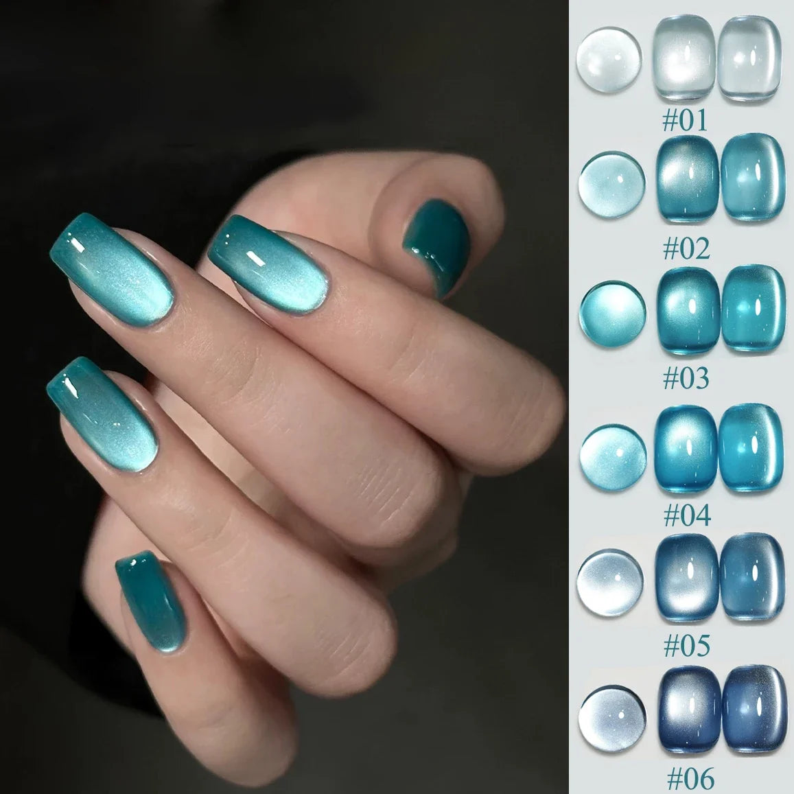 WS Black Glass Cat Magnetic Gel Nail Polish Punk Style Nail Art Manicure Varnis Semi Permanent Gel for Winter Nail Supplies Tri Light Beauty