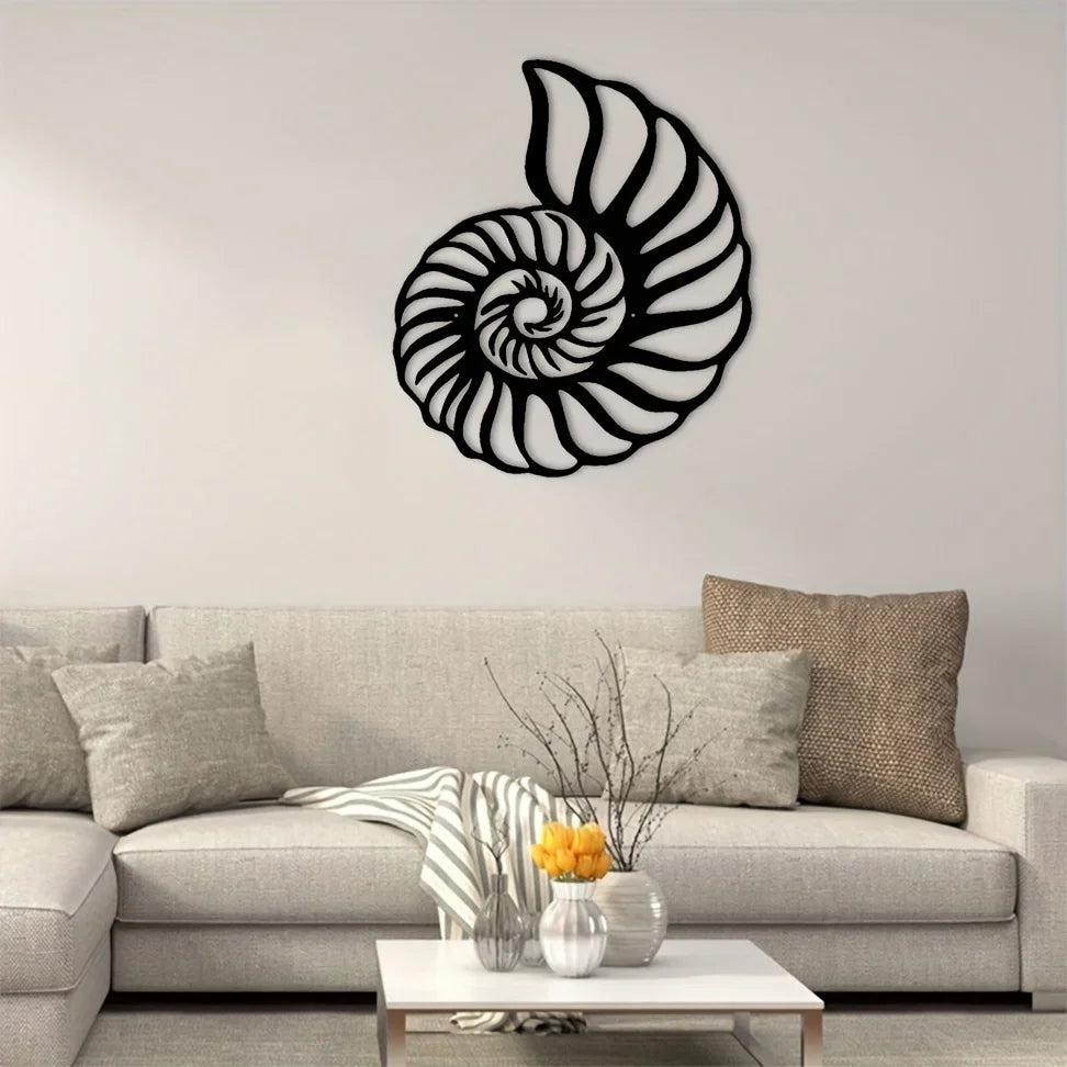 1pc Nautilus Shell Coastal Beach Metal Wall Art, Metal Wall Art Interior Decoration, Home Wall Hangings LadyShow.Store