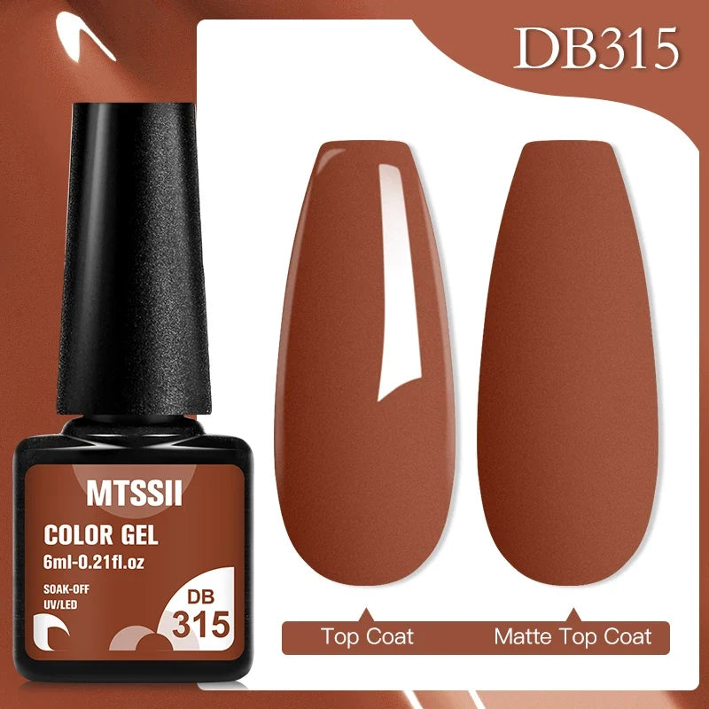 Mtssii 6ML Chocolate Color Gel Nail Polish Brown Semi Permanent UV Gel Autumn Winter Popular Soak Off Nail Art Gel Varnishes Tri Light Beauty