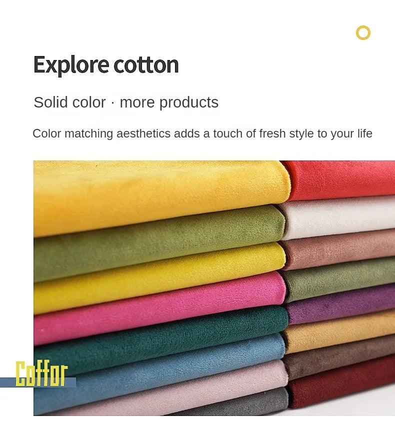 Velvet Fabric By The Meter for Tablecloth Diy Sofa Covers Curtains Sewing Thickened Soft Cloth Plain Black White Winter Textile Pi-Mart