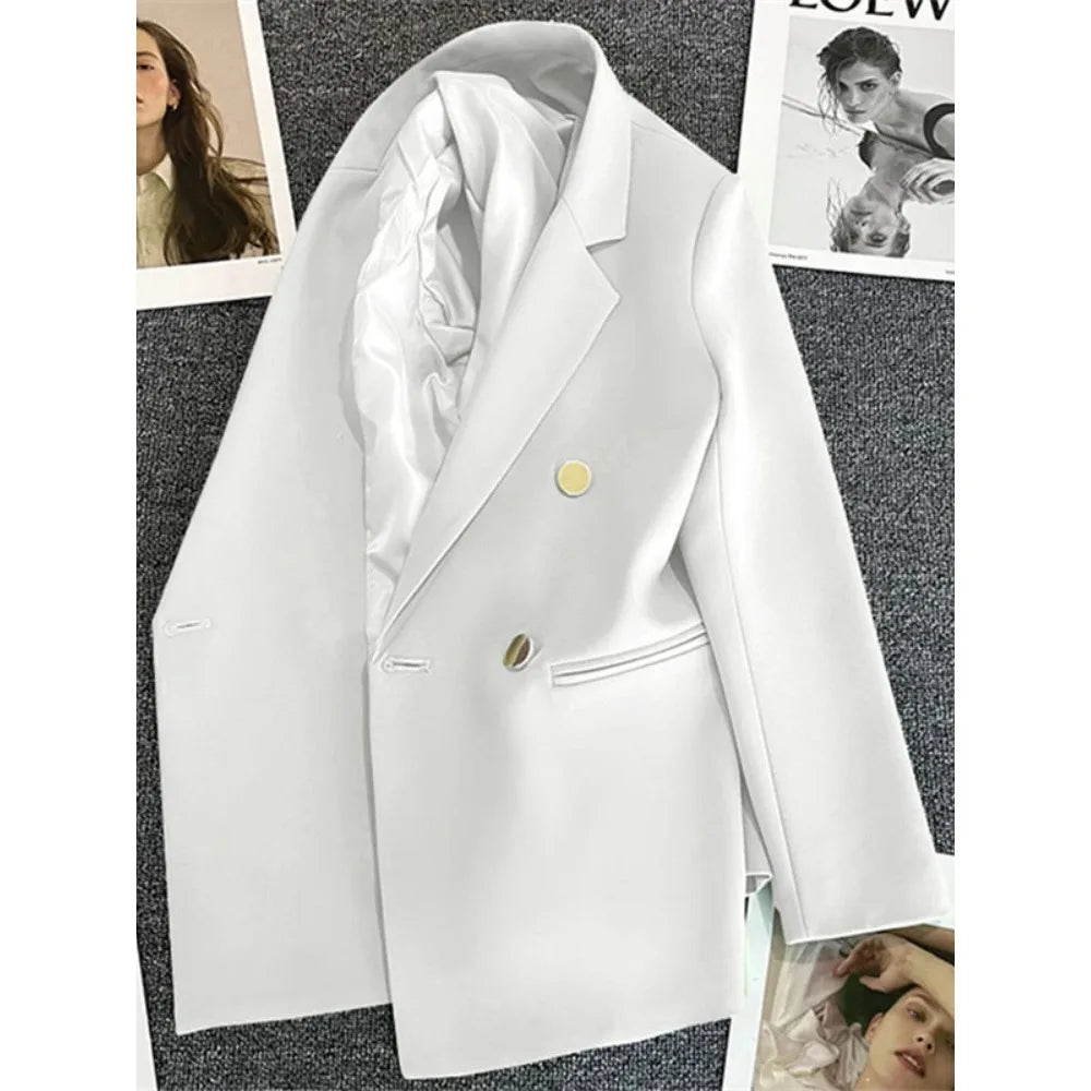 Women Suit Blazer Elegant Coat 2025 Spring Autumn Fashion Korean Blazer Luxury Double Breasted Jacket Solid Ladies Tops Clothes LadyShow.Store