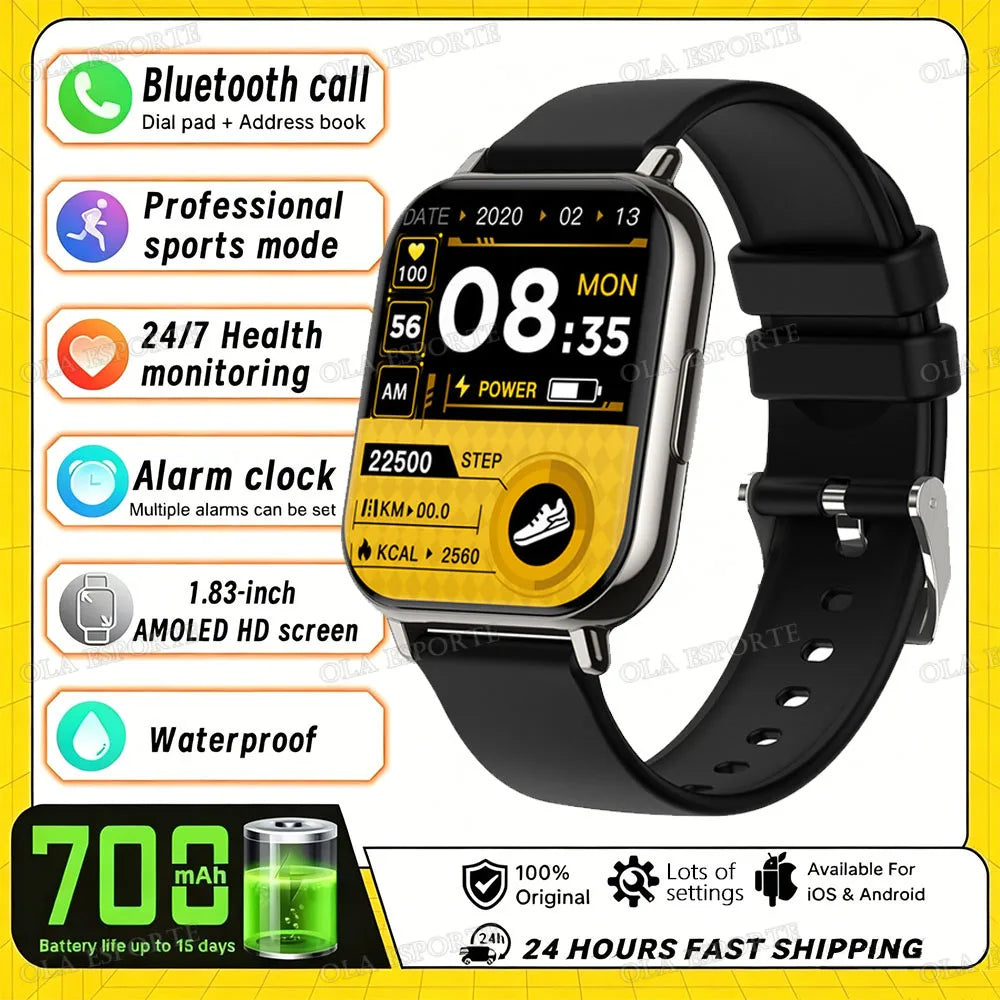 2026 Upgraded Smart Watch Heart Rate Blood Oxygen/Pressure Sleep Monitoring Bluetooth Call Voice Assistant Sport Mode Smartwatch LadyShow.Store