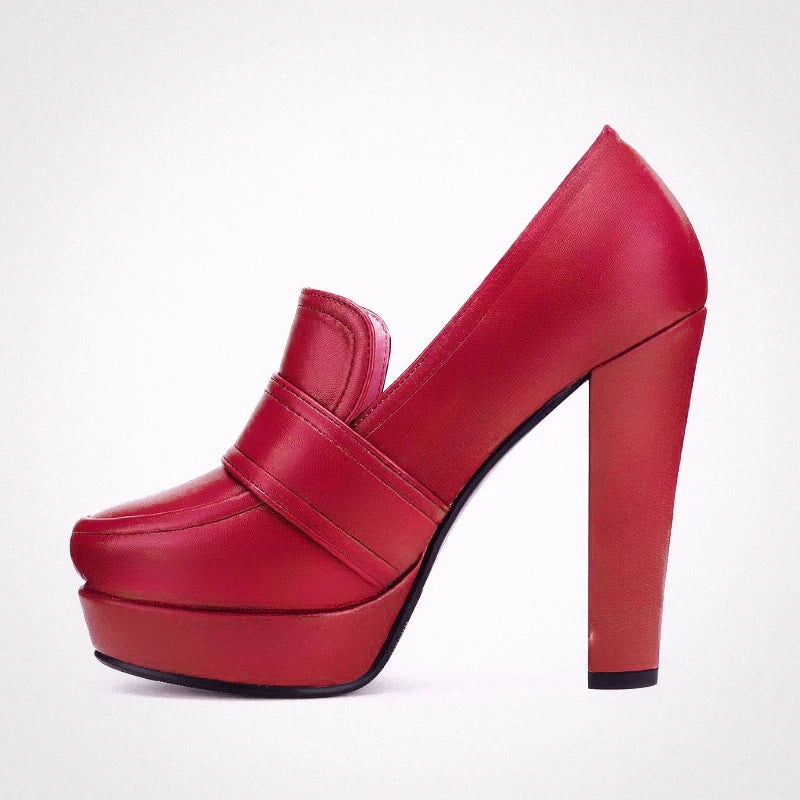 Round Toe High Heel Belt Buckle Women Single Shoes 2024 New Black Brown Spring  Autumn Waterproof Platform High Heels Size 34-43 Pi-Mart