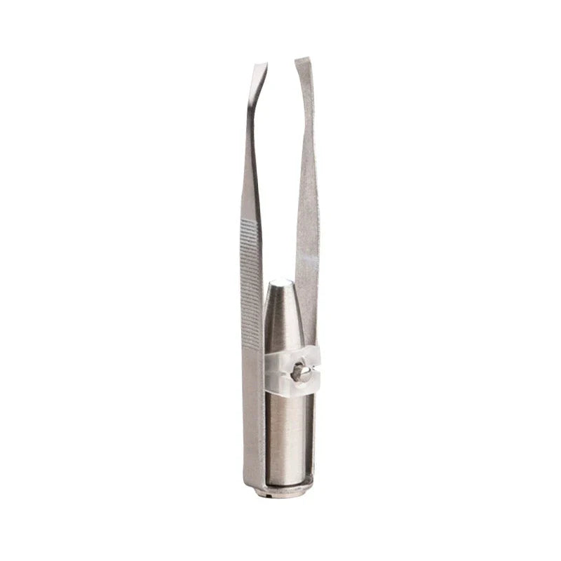 Portable Stainless Steel Led Make Up LED Light Eyelash Eyebrow Clip Tweezer Set Smart Design Hair Remove Tweezer Makeup Tool Tri Light Beauty