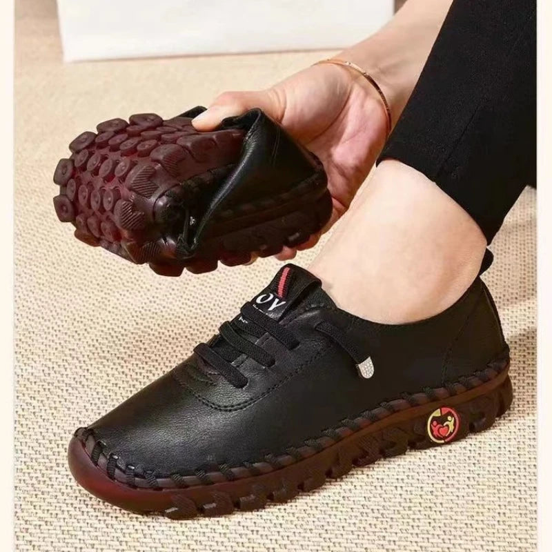 Sneakers Women's Shoes Loafers Lace Up Leather Flat New Spring Casual comfortable Mom Shoe Mujer Zapatos Chaussure Femme Pi-Mart