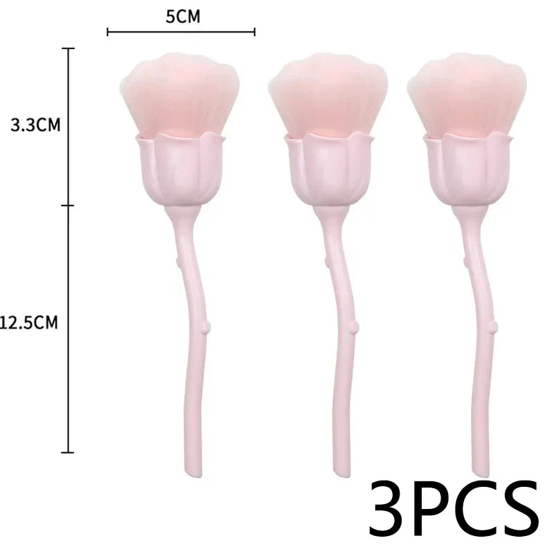 Flower Nail Brush for Manicure Gold Rose Shape Nail Art Brushes Round Small UV Gel Polish Powder Cleaning Tools Nail Accesories Tri Light Beauty