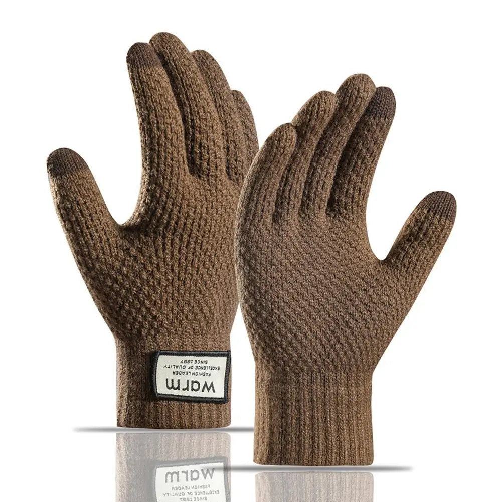 Thermal Winter Gloves For Men Thickened Warm Fleece Lined Anti-Slip Touch Screen Thermal Windproof Cycling Gloves Pi-Mart