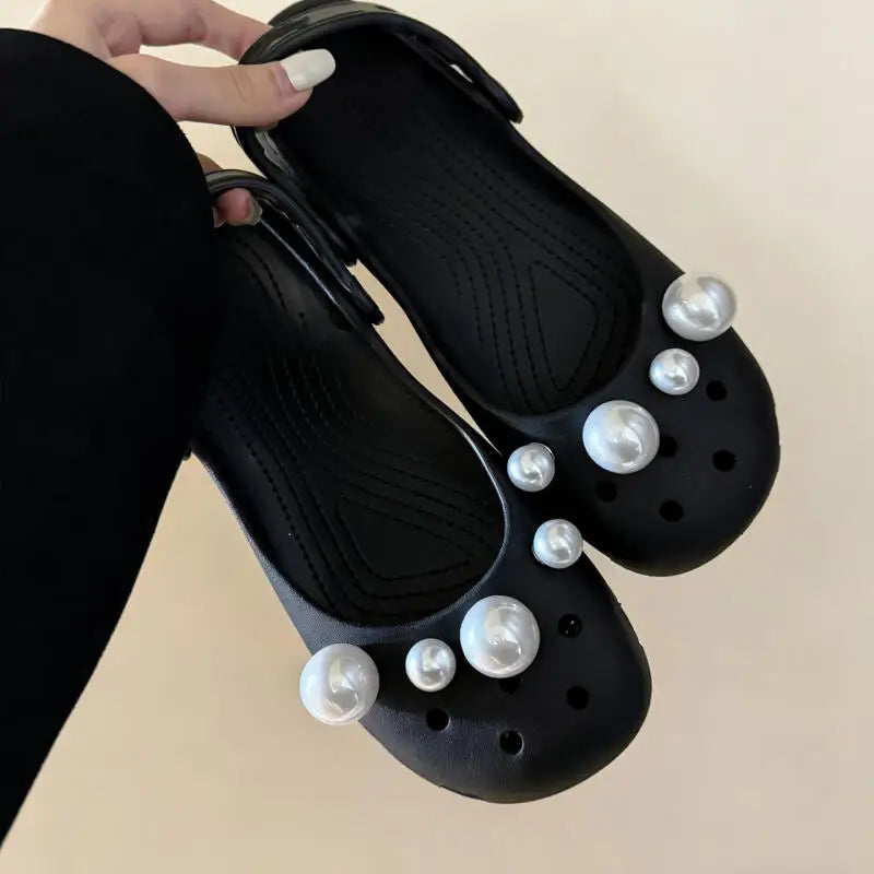 Elegant Polka Dot Bowknot DIY Shoes Charms Set 2026 New Luxury Faux Pearl Ballet Clogs Accessories Woman's Shoes Decorations Pi-Mart
