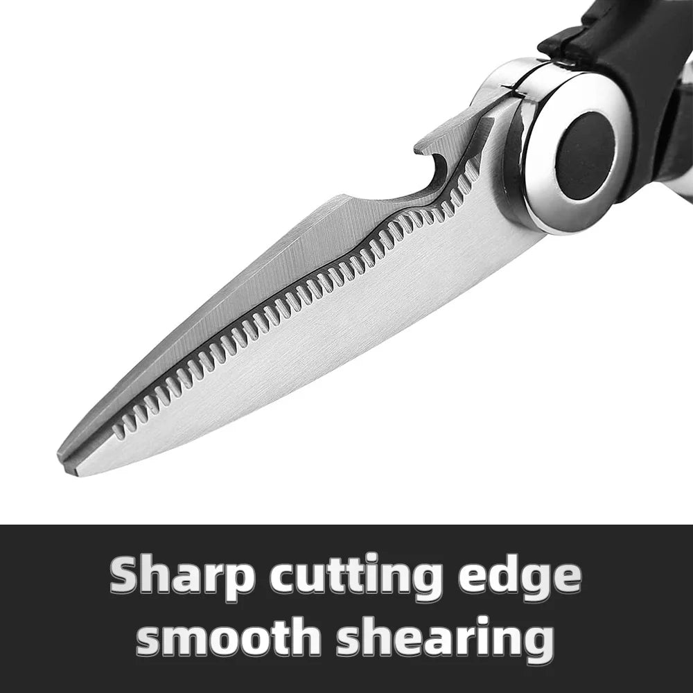 Multifunctional Scissors Kitchen Stainless Steel Scissors Chicken Bone Meat Fish Killing Dedicated Household Gadgets Scissors Pi-Mart