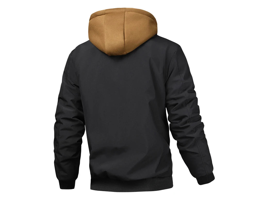 Autumn Winter Men's Warm Windbreaker Jacket Outdoor Man Thick Windbreaker Hiking Hooded Coats Men Thermal Sports Zipper Parkas J Pi-Mart