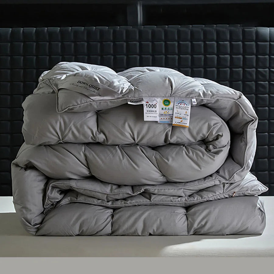 Luxury 100% White Goose down Comforter Winter Warm Duvet Extra Large Double Single Lightweight 3D Bread Design Pleated Edge Pi-Mart