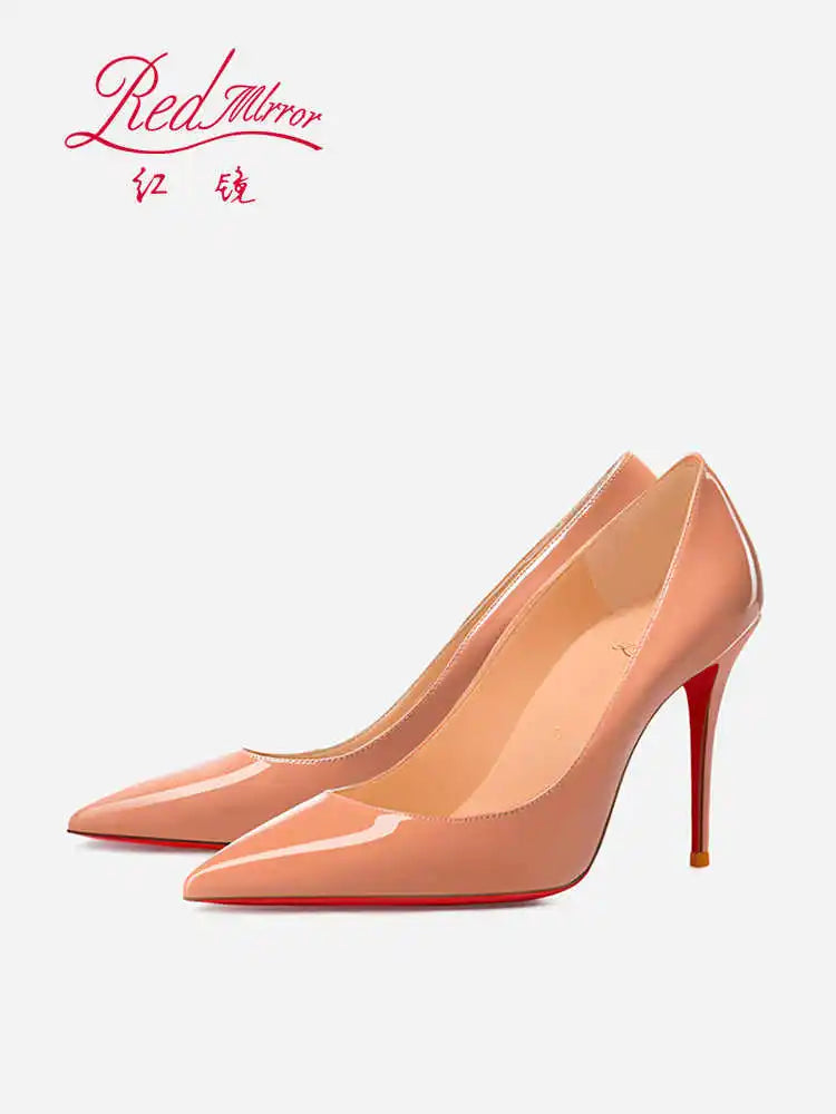 Women Heels Naked Color Women's Elegant High Heel Luxury Black Shoes Woman 2026 Red Shiny Bottoms Pointed Toe Party Ladies Women Pi-Mart
