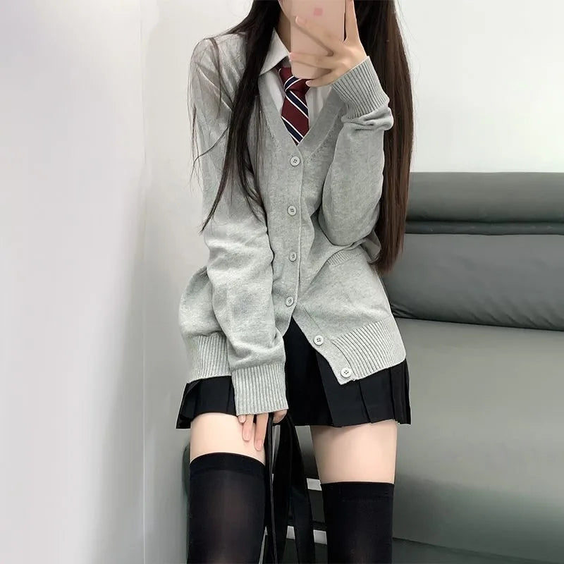 Mikasa pink cardigan sweater with the same style， Anime character COS knitted sweater, original JK uniform sweater jacket LadyShow.Store