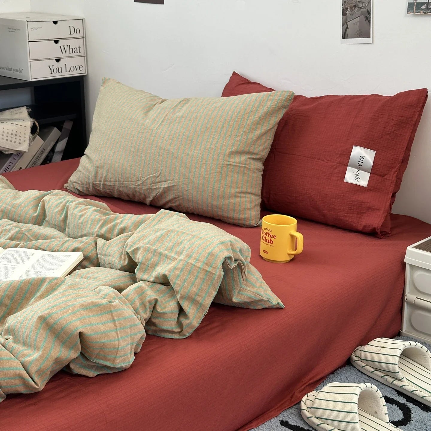 Stripe Bedding Comforter Set with Pillowcase bed sheet Single Full Size Bed Linen Duvet Cover Set Queen/King Double Single Bed LadyShow.Store