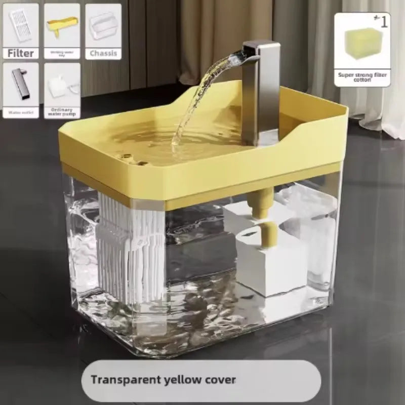 Clear Pet Water Fountain for Cats with Circulating Pump, Self-Cleaning Filter, and Overheat Safety Pi-Mart