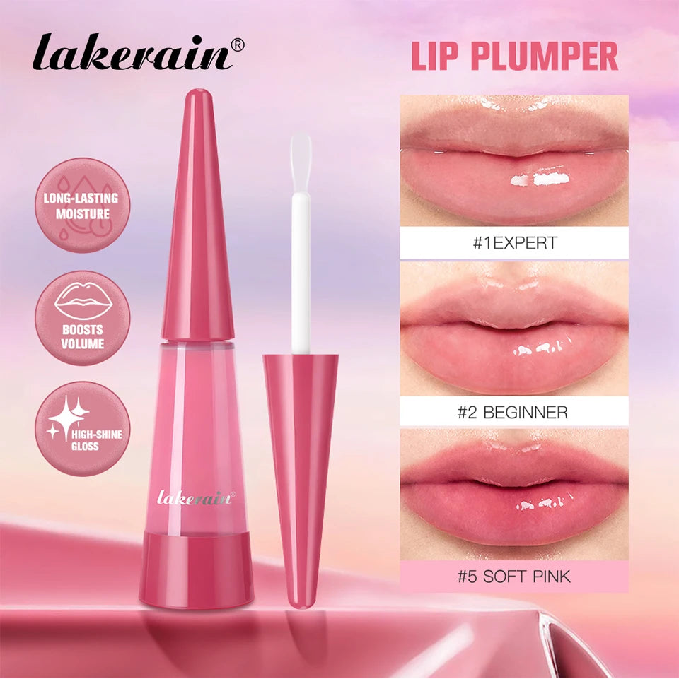 Lakerain Instant Lip Plumper Gloss Oil Lip Long-Lasting Moisturizer Volume Boosting Lip Oil Volumizing & Hydrating Non-Dry Plump Pi-Mart