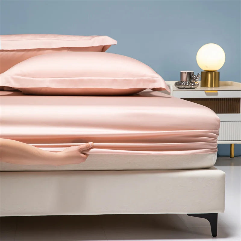Luxury 100% Bamboo Bed Sheet Set with Fitted Sheets Flat Bedsheet Pillowcase Double Queen King Size Bedding Sets Smooth Silky LadyShow.Store