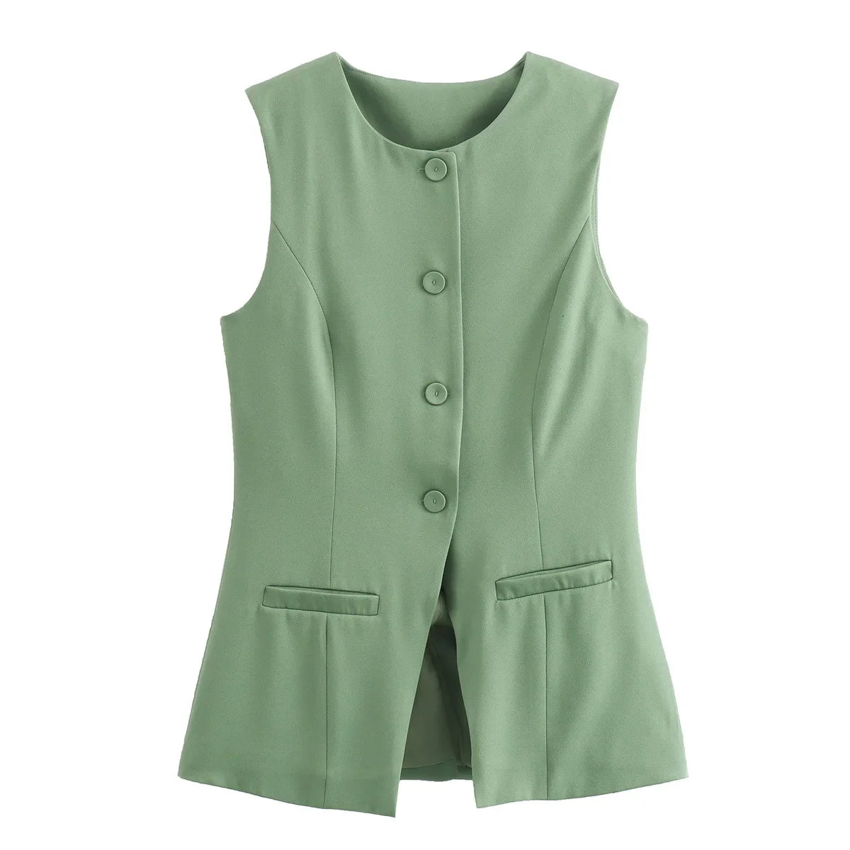 MUJER 2025 White Sleeveless Vest Women Button Summer Vests for Women Jacket Pink Vest Top Women Streetwear Women's Tailored Vest LadyShow.Store