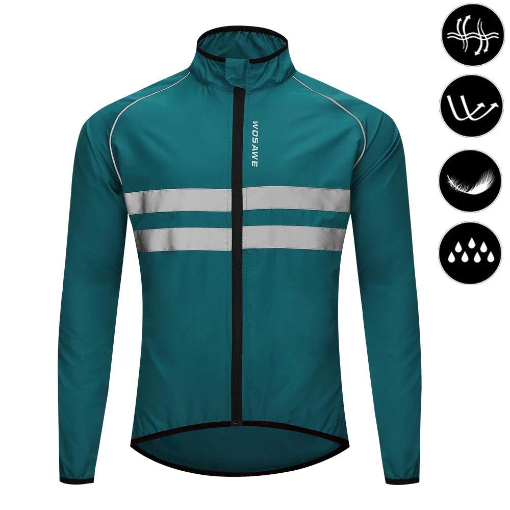 WOSAWE Men Cycling Windbreaker MTB Bicycle Long Sleeve Coat Water Resistant Outdoor Sport Jersey Bike Jacket Cycling Clothing Pi-Mart