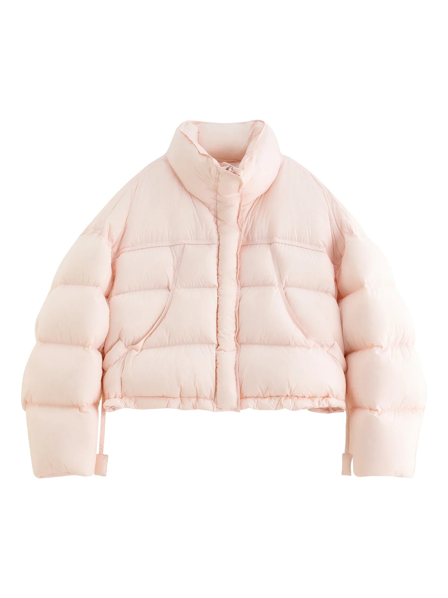FSLE Winter 2025 Women Cloud-Like Puffer Coat - Stand Collar Short Down Jacket Lazy Chic Style Glossy Finish for Casual Comfort LadyShow.Store