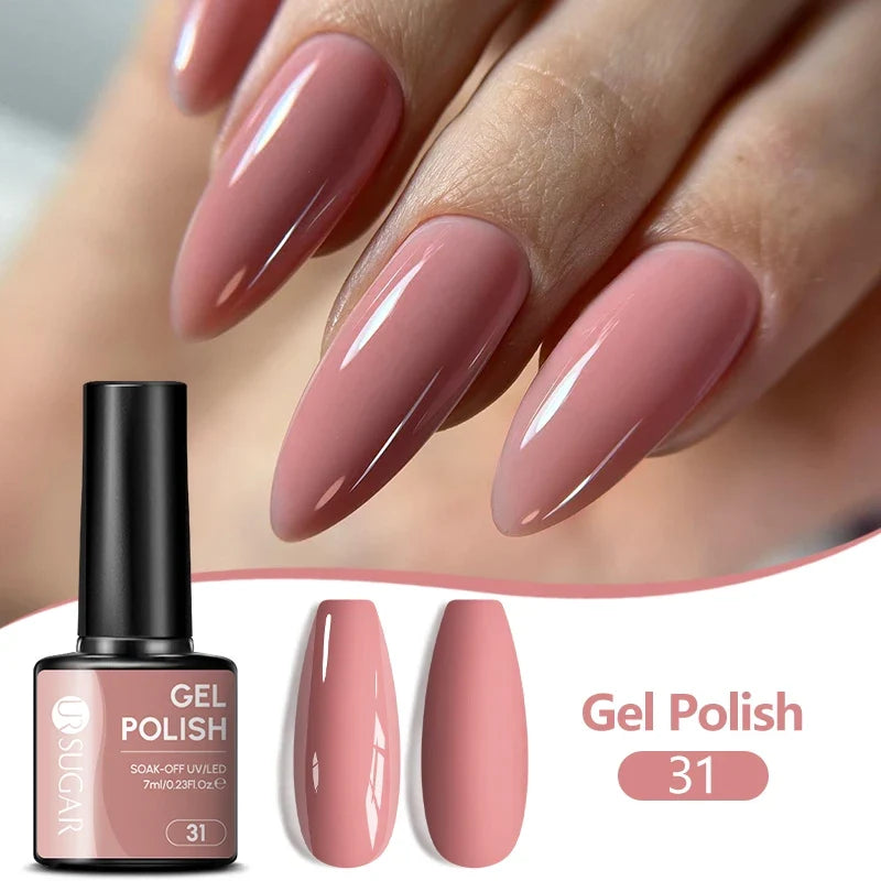 UR SUGAR 7ML Nail Gel Fresh Macaron 107 Colors All For Manicure Semi Permanent Soak Off LED UV Long-Lasting Nail Art Varnish Tri Light Beauty
