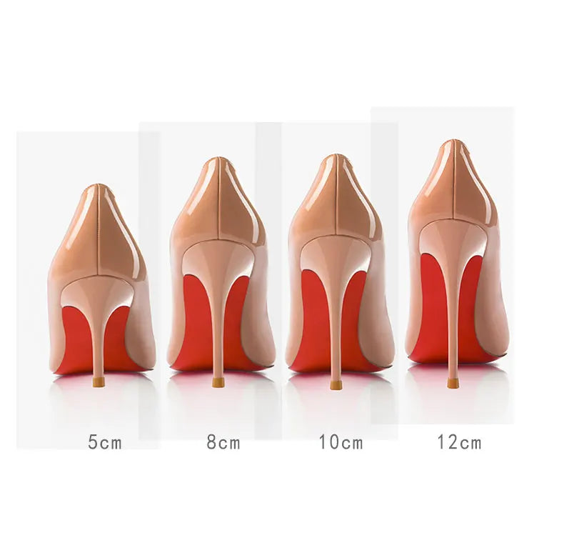 Women Heels Naked Color Women's Elegant High Heel Luxury Black Shoes Woman 2026 Red Shiny Bottoms Pointed Toe Party Ladies Women Pi-Mart