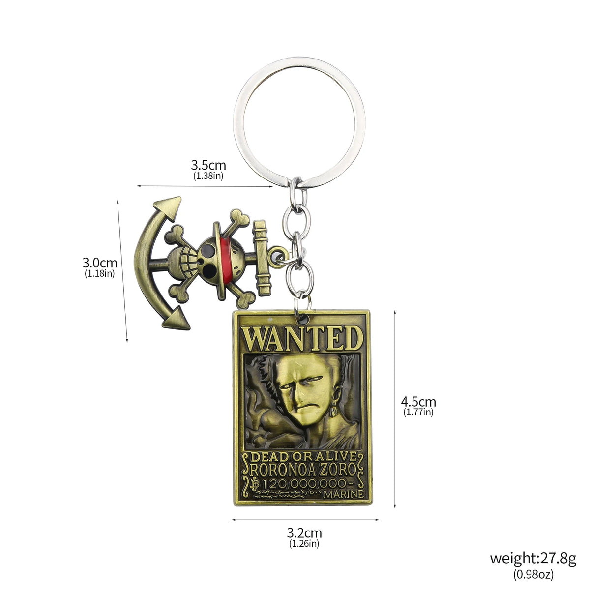 One Piece Luffy Straw Hat Keychain Rotatable Zoro Skull Metal Pendant Role-Playing Decorative Accessories Fan Jewelry Gift Pi-Mart