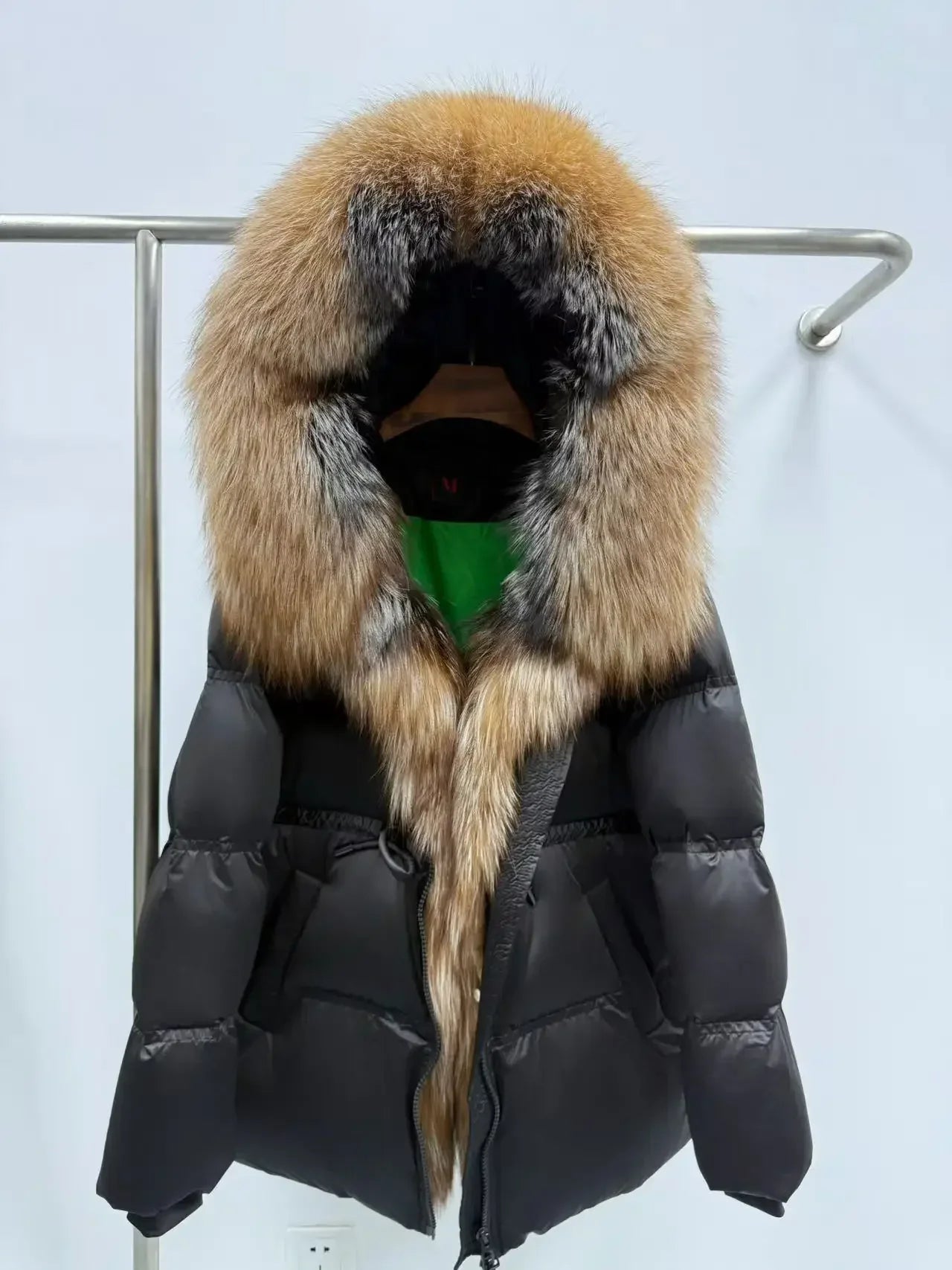 Fox Fur Jacket Women Loose Hooded White Goose Down Coat Female New Autumn Winter Thick Warm Natural Real Fur Puffer Jacket Lady LadyShow.Store
