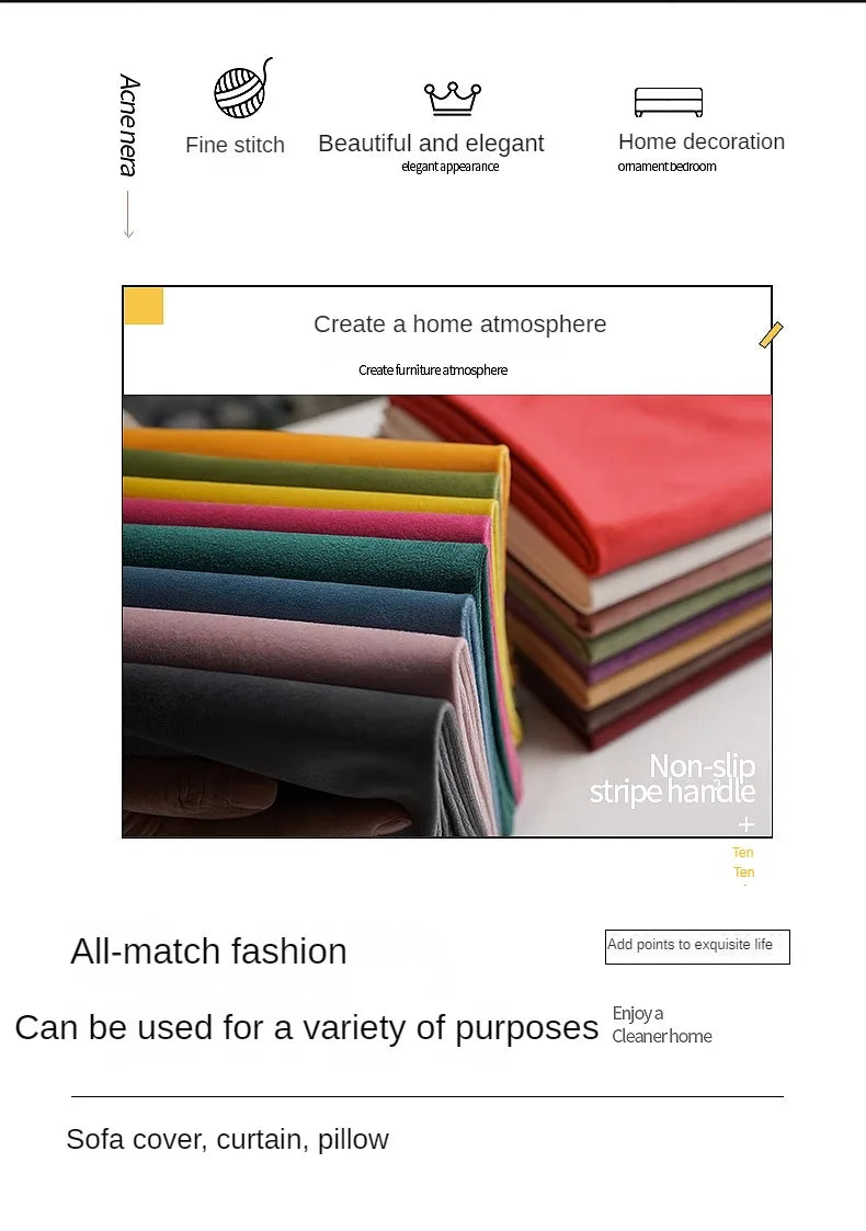 Velvet Fabric By The Meter for Tablecloth Diy Sofa Covers Curtains Sewing Thickened Soft Cloth Plain Black White Winter Textile Pi-Mart