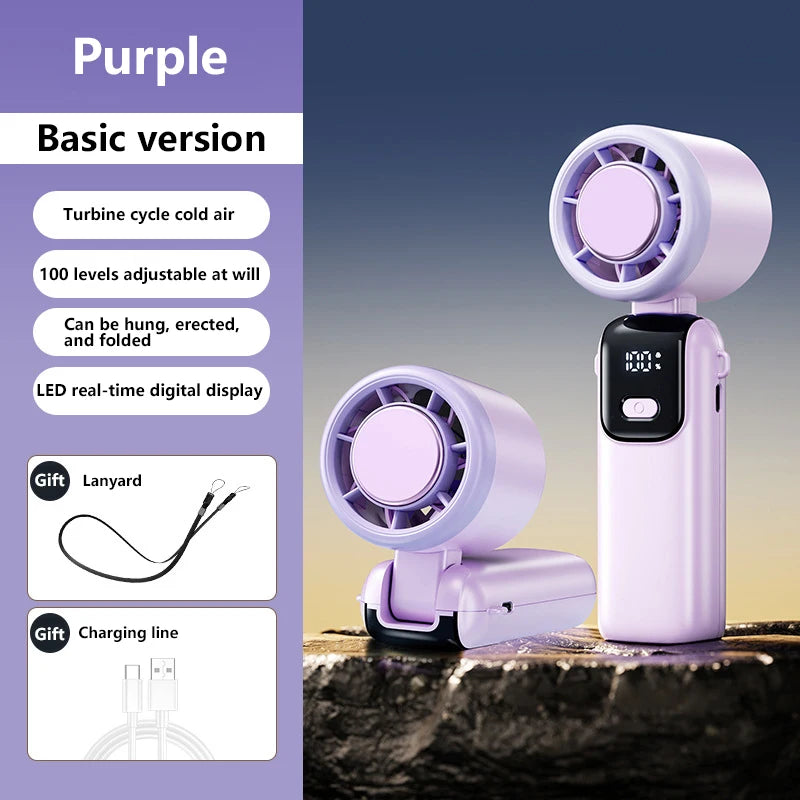 Lenovo Foldable/Hangable USB Desk Fan Ice Cooling Handheld Fan 100 Speeds Turbo Portable for Outdoor Fast Chill Ice Compress New Pi-Mart