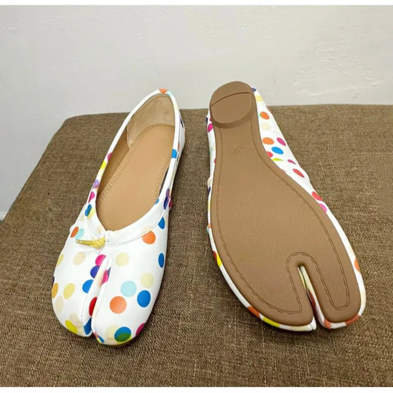 Split Toe Women Ballet Flats Fashion Tabi Shoes Casual Slip-on Loafers Ladies Pleated Leather Espadrilles Zapatillas Mujer Pi-Mart