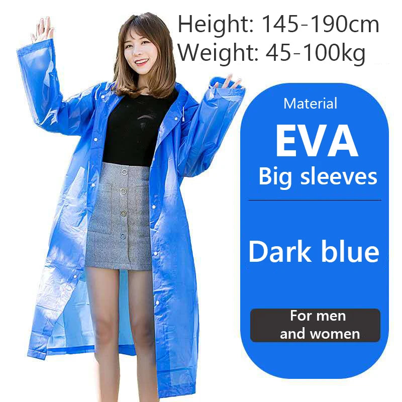 Raincoat Women Men Impermeable Thickened Waterproof Raincoat Tourism Outdoor Hiking Rain Poncho Raincoat Hooded Rain Coat Pi-Mart