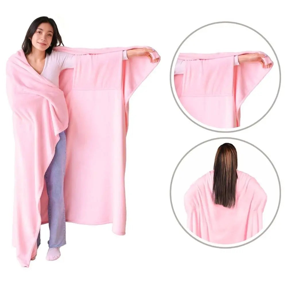 Cozy Flannel Winter Wearable Blanket Warm Sofa Throw Blanket Soft Thickened Leisure Blanket Winter Pi-Mart