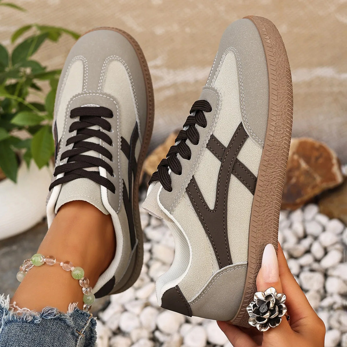 Women Sneakers 2026 Fashion Casual Flats Vulcanize Shoes Round Toe Lace Up Comfortable Flat Shoes for Women Zapatos De Mujer Pi-Mart