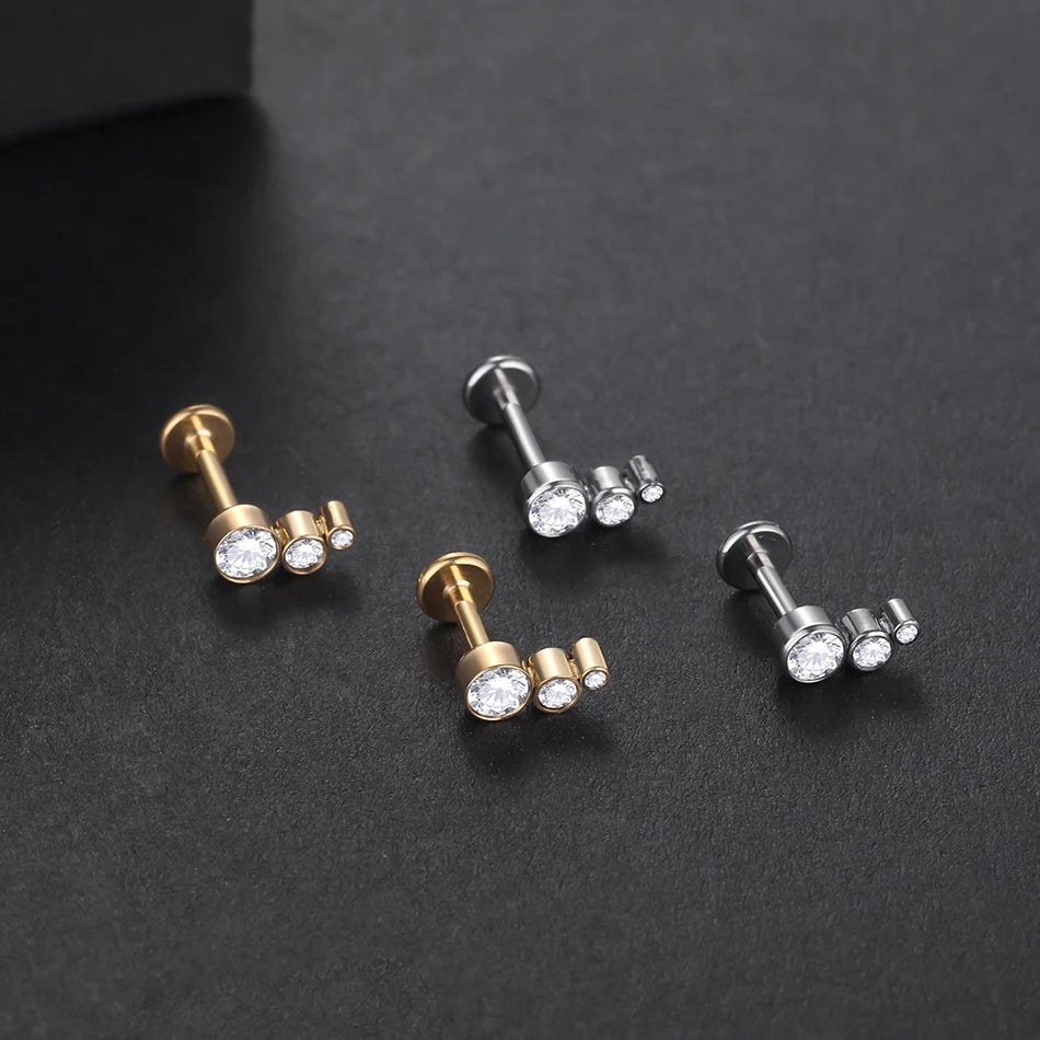 1Pc G23 Titanium Cartilage Stud Earrings for Women Lip Stud Labret Piercing Helix Daith Piercing Body Jewelry Pi-Mart