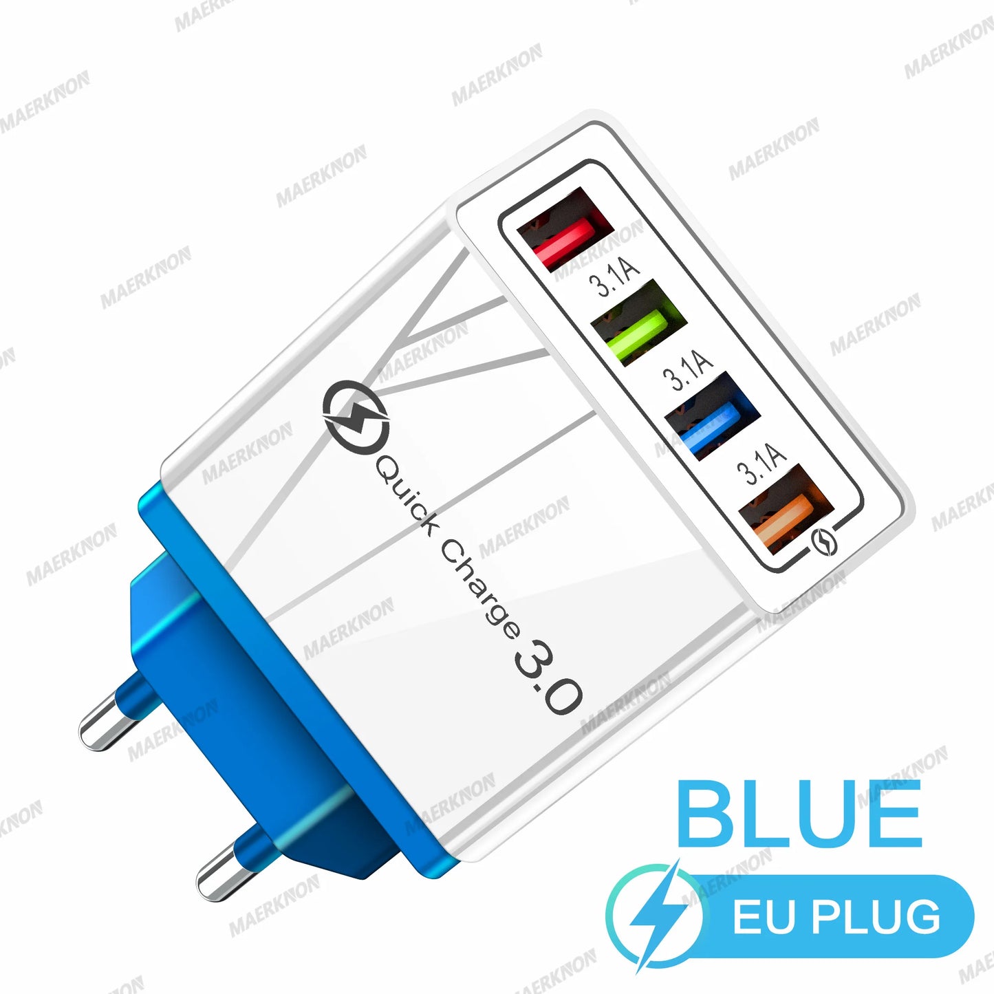3A USB Charger 4 Ports USB Quick Charge 3.0 EU US Plug For iPhone Samsung Xiaomi Poco Fast Charging Mobile Phone Charger Adapter Pi-Mart