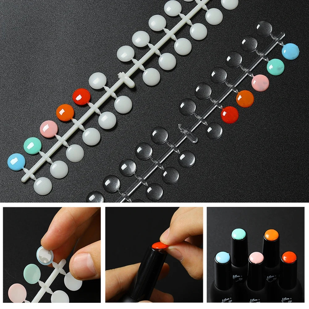 TP 120pcs Nail Polish Display Table With Stickers Polka Dot Color Card Nail Display Board Clear/Nature Color Card Nail Art Tools Tri Light Beauty