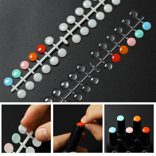 TP 120pcs Nail Polish Display Table With Stickers Polka Dot Color Card Nail Display Board Clear/Nature Color Card Nail Art Tools Tri Light Beauty