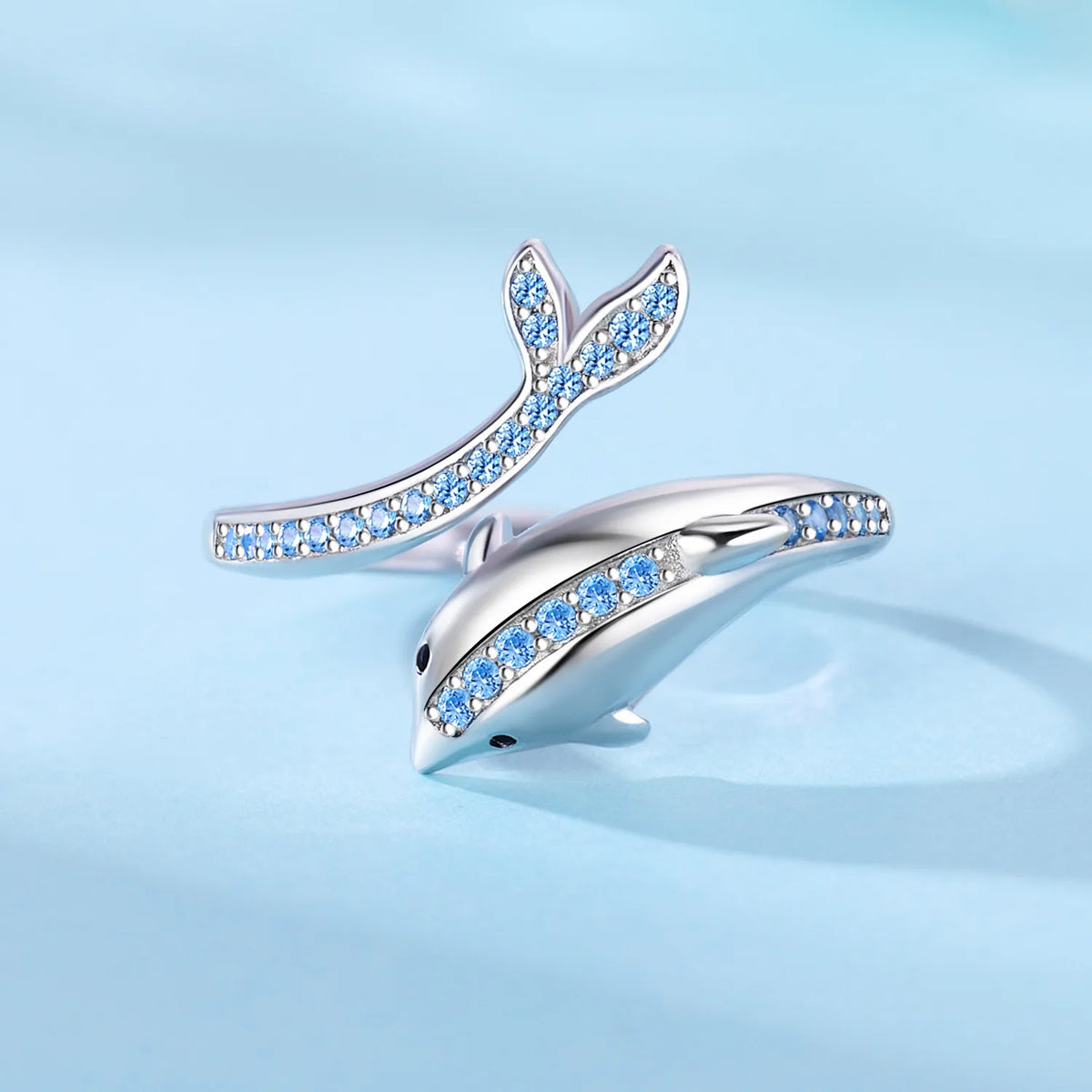 Original 925 Sterling Silver Open Ring Exquisite Panda Dolphin Adjustable Ring Original Daily Fine Jewelry Women Birthday Gifts Pi-Mart