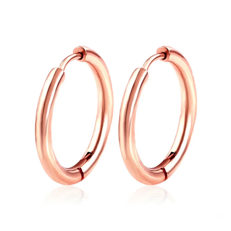 1 Pair Women/Man Stainless Steel Small Hoops Earring Piercing Ear Cartilage Tragus Simple Thin Circle Anti-allergic Ear Buckle Pi-Mart