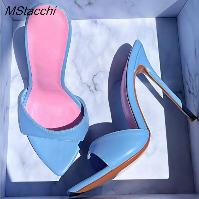 Super-high Heel Slippers Women Shoes Summer Peep Toe Mixed Colors Stiletto Sandals Sexy Party Ladies Shoes Luxury Woman Pumps LadyShow.Store