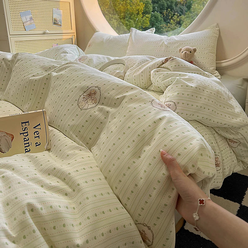 Floral Style Duvet Cover Soft Quilt Cover Single/Double/Queen Size Comforter Covers Girls Room Bedding (Pillowcase Need Order) Pi-Mart